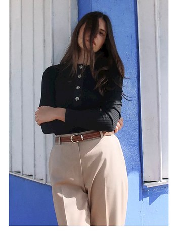 s Beden siyah Renk Zara düğmeli fitilli tshirt