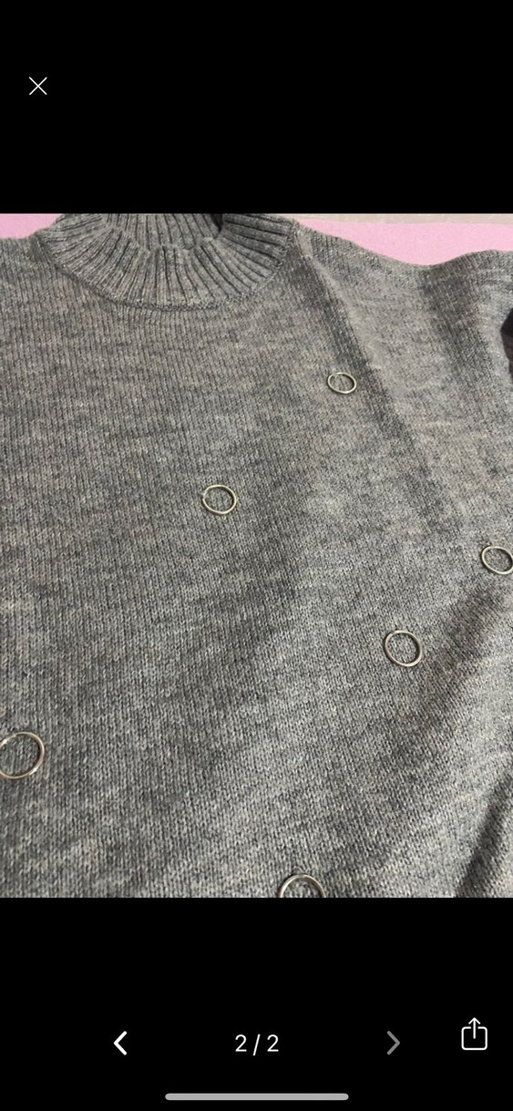 Gri Düğmeli Triko Kadın Kazak - Görsel 2