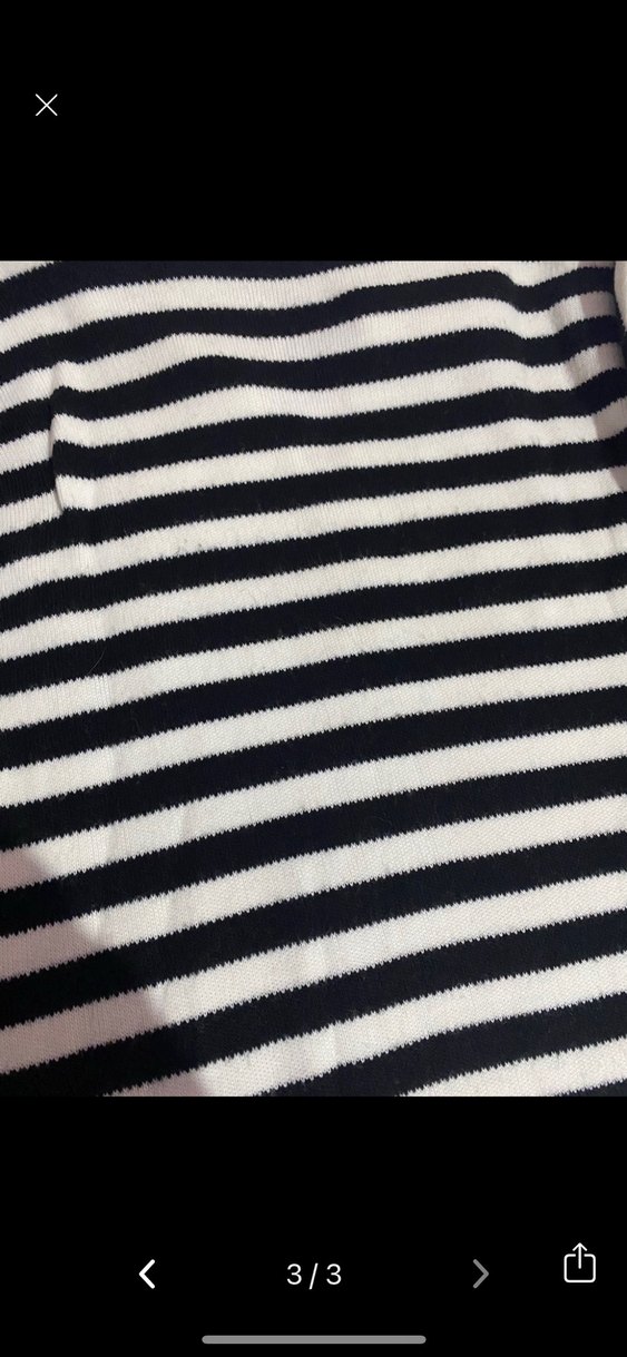 Çizgili Beyaz Pamuklu Kadın Triko Kazak - Görsel 3