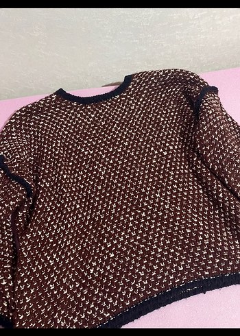 Kadın Kahverengi Örgü Kazak - Görsel 3