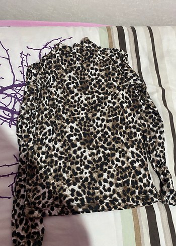 Kahverengi Leopar Desenli Boğazlı Bluz - Görsel 5