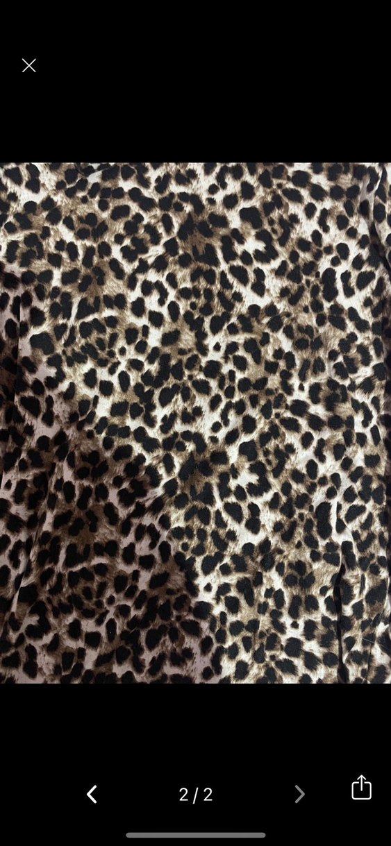 Kahverengi Leopar Desenli Boğazlı Bluz - Görsel 2