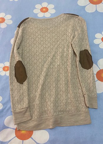 Bej Örgü Kadın Uzun Kollu Sweatshirt - Görsel 4