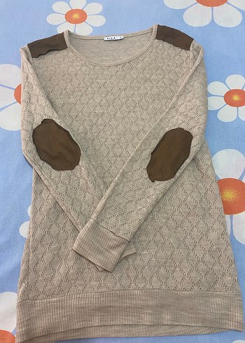 Bej Örgü Kadın Uzun Kollu Sweatshirt - Görsel 2