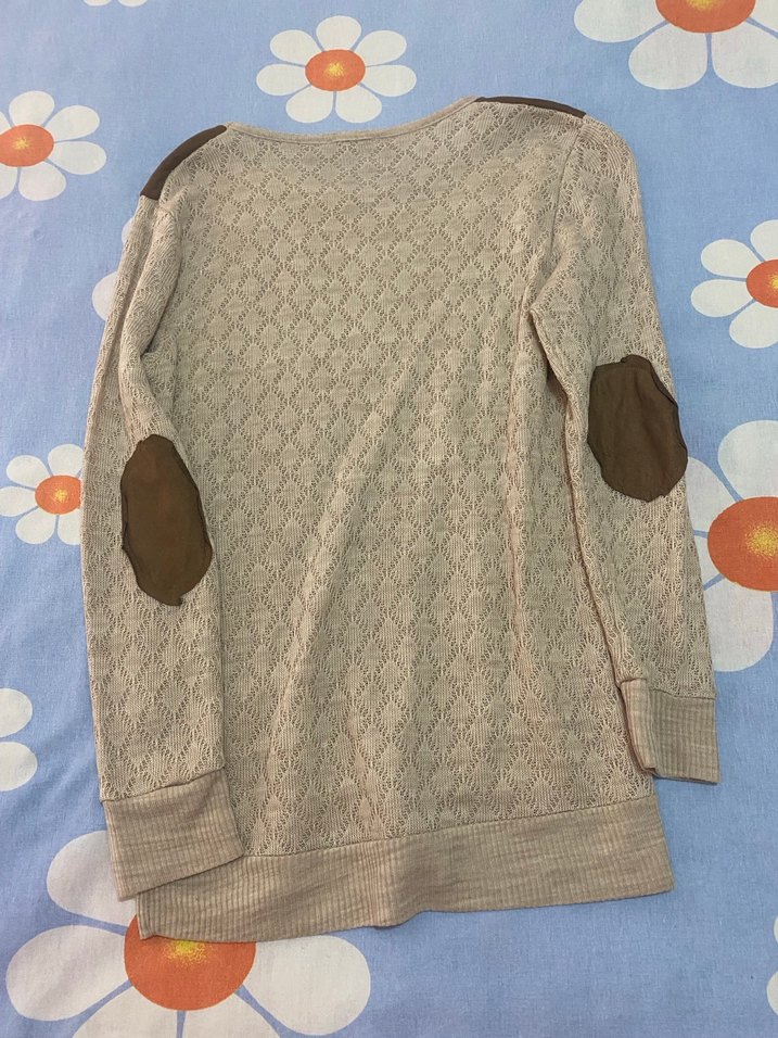 Bej Örgü Kadın Uzun Kollu Sweatshirt - Görsel 4