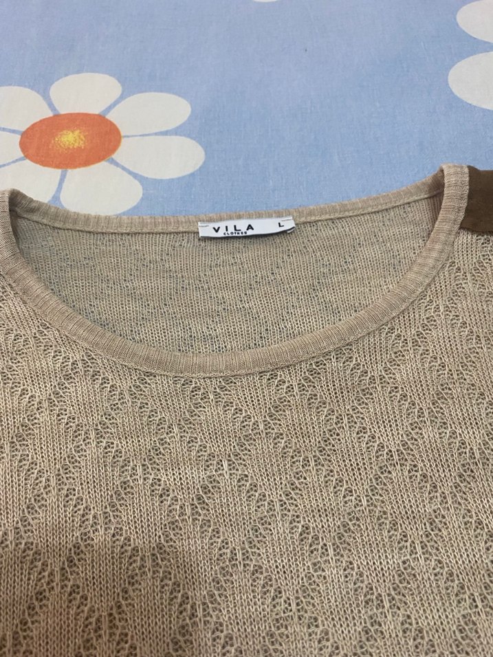 Bej Örgü Kadın Uzun Kollu Sweatshirt - Görsel 3