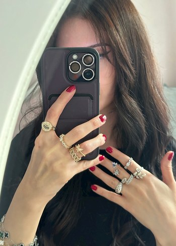 Altın Renkli Yılan Desenli Payetli Kadın Yüzük - Görsel 2