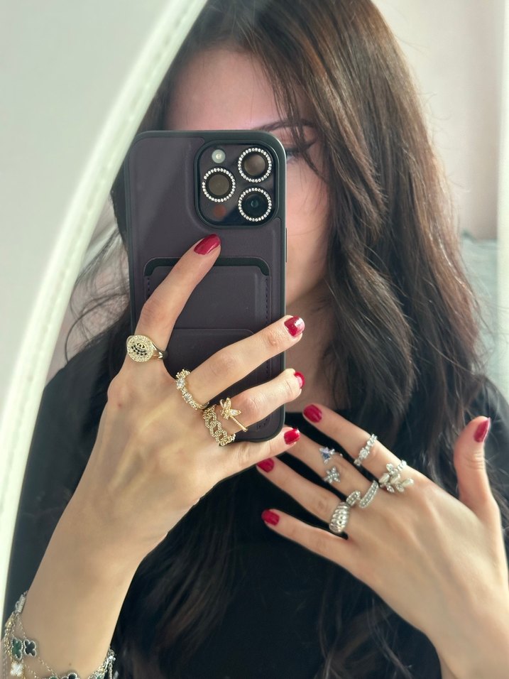 Altın Renkli Yılan Desenli Payetli Kadın Yüzük - Görsel 2