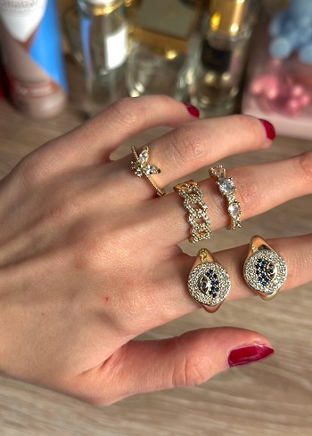 Altın Renkli Yılan Desenli Kadın Yüzük - Görsel 2