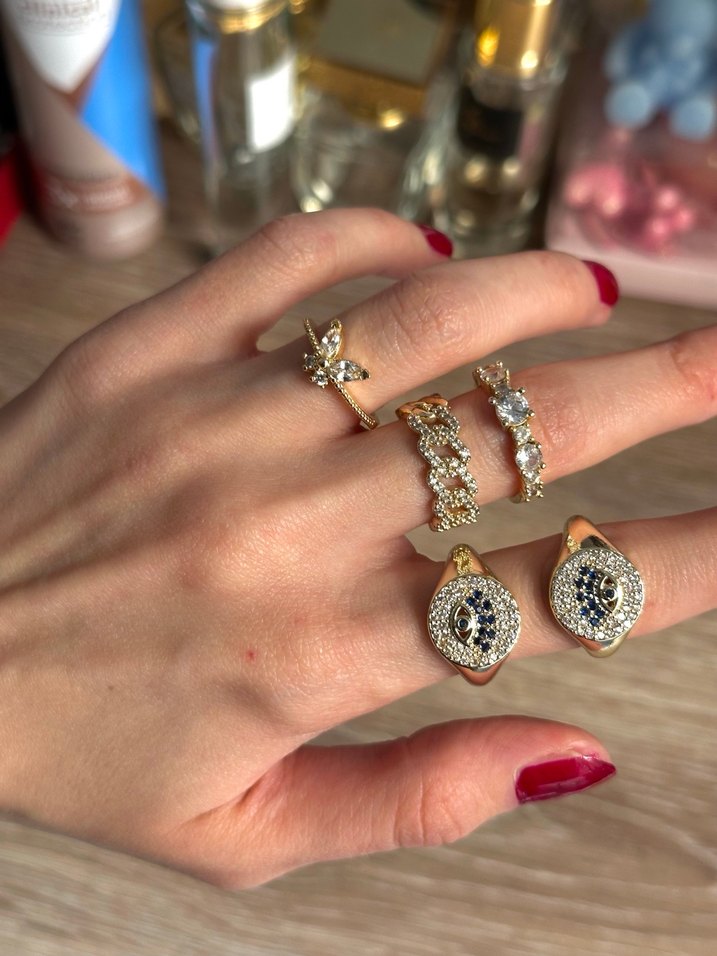 Altın Renkli Yılan Desenli Kadın Yüzük - Görsel 2