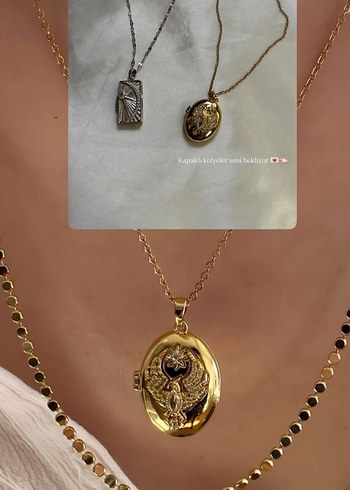 Altın Renkli Zincir Detaylı Midi Kolye - Görsel 2
