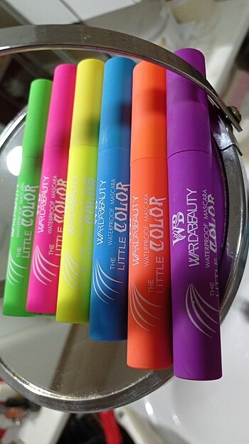Pastel 6 neon renk, renkli mascara
