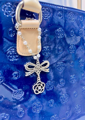 Clathas Parlak Lacivert Deri Kadın Çanta - Görsel 3