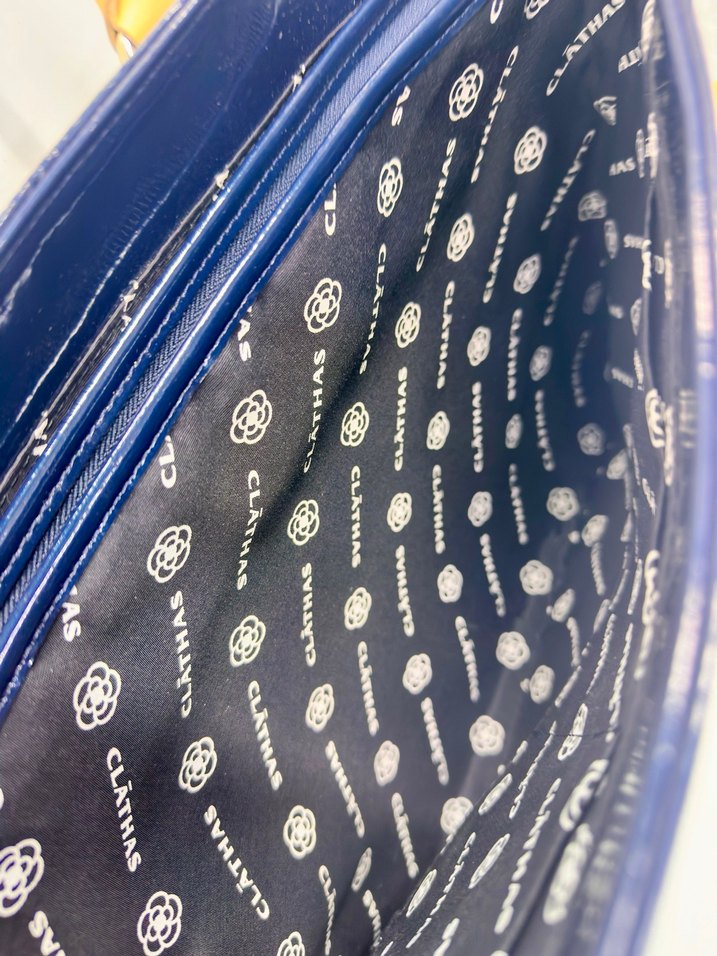 Clathas Parlak Lacivert Deri Kadın Çanta - Görsel 2