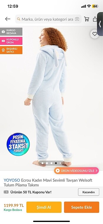 Yoyoso Yoyoso ecrou welsoft tulum pijama takımı uyku tulumu