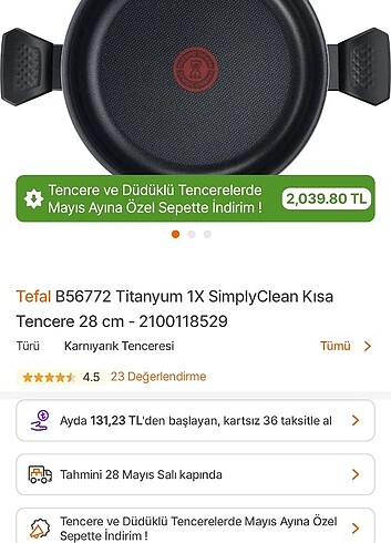  Beden Tefal tencere 