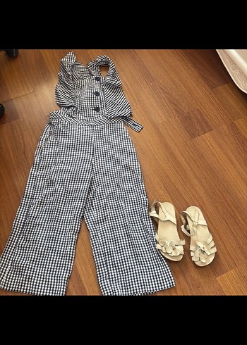 Kız çocuk Ekoseli Uzun Tulum zara