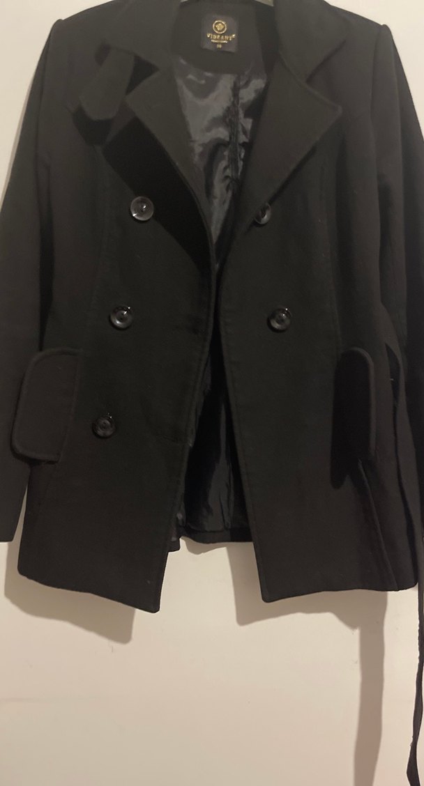 Siyah Çift Düğmeli Kaban - Görsel 2