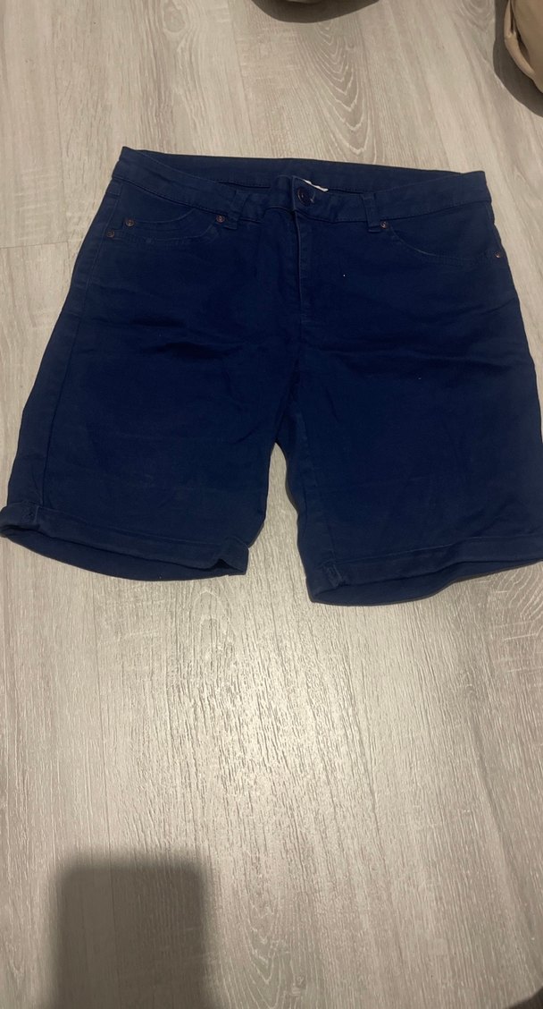 Kadın Koyu Mavi Mini Denim Şort - Görsel 2