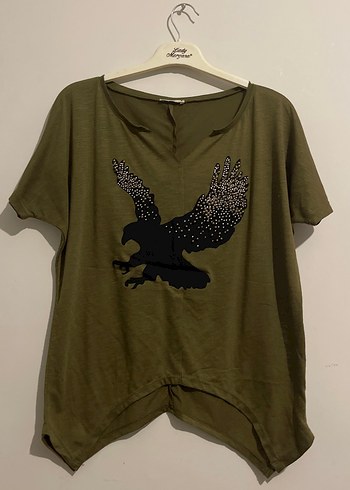 Kısa Kollu V Yakalı Payetli Hamile Tişörtü - Görsel 2