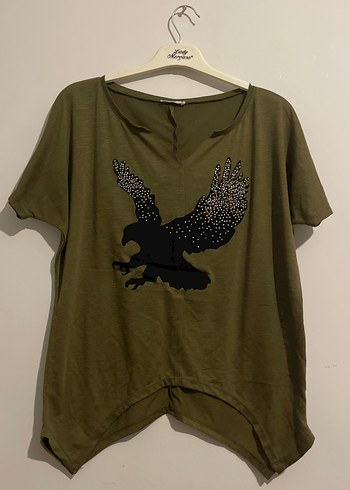 Kısa Kollu V Yakalı Payetli Hamile Tişörtü - Görsel 3