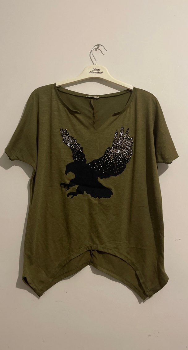 Kısa Kollu V Yakalı Payetli Hamile Tişörtü - Görsel 2