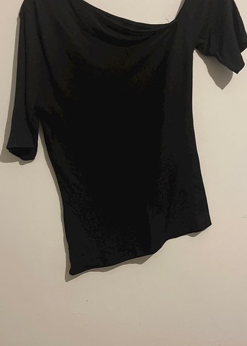 Siyah Vual Kumaşlı Düz Hamile Tişörtü - Görsel 2