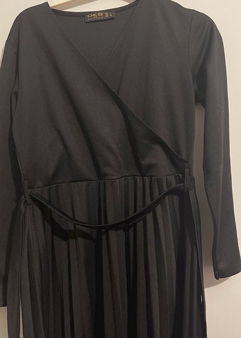 Siyah Uzun Pilili V Yaka Kadın Elbise - Görsel 2