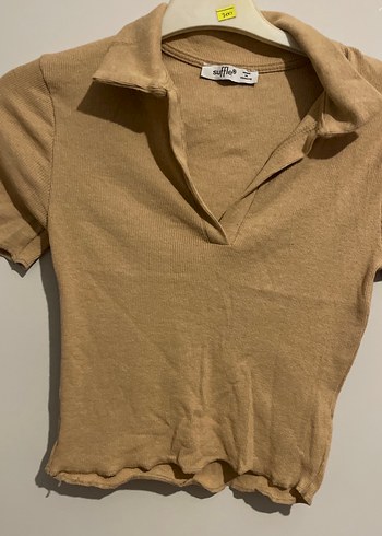 Bej Kız Çocuk Kısa Kollu Polo Tişört - Görsel 2