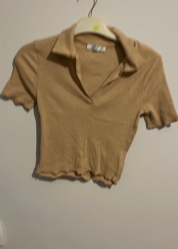 Bej Kız Çocuk Kısa Kollu Polo Tişört - Görsel 3