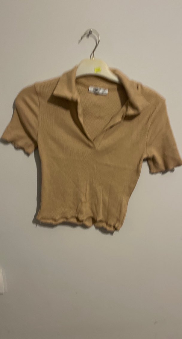 Bej Kız Çocuk Kısa Kollu Polo Tişört - Görsel 3