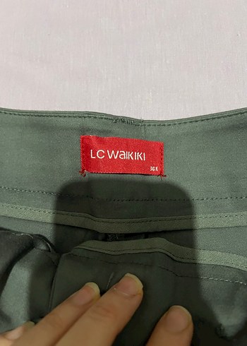 Kadın Yeşil Kemerli Midi Kumaş Pantolon - Görsel 3