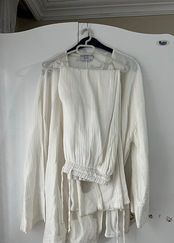 Beyaz Bohem Midi Kadın Sabahlık - Görsel 3