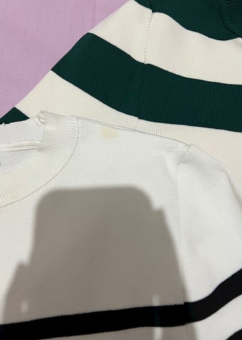 Çizgili Pamuk Kadın Triko Kazak - Görsel 4