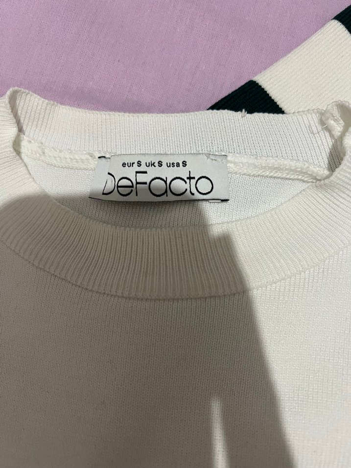 Çizgili Pamuk Kadın Triko Kazak - Görsel 2