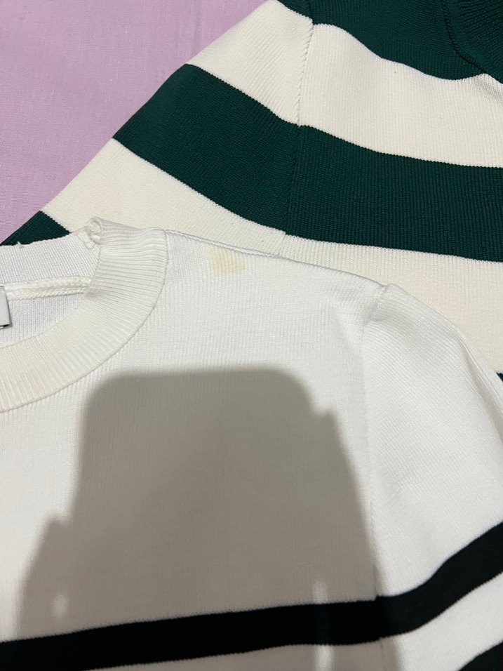 Çizgili Pamuk Kadın Triko Kazak - Görsel 4