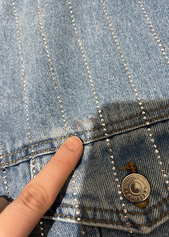 Düğmeli Mavi Kadın Denim Ceket - Görsel 2