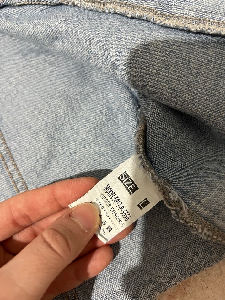 Düğmeli Mavi Kadın Denim Ceket - Görsel 4