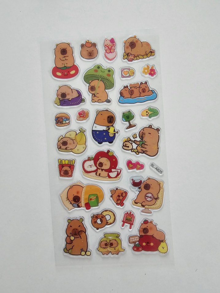 Pastel Kahverengi Capybara Çocuk Etiketleri - Görsel 2