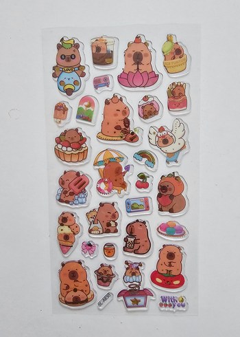 Pastel Kahverengi Capybara Çıkartma Seti - Görsel 2