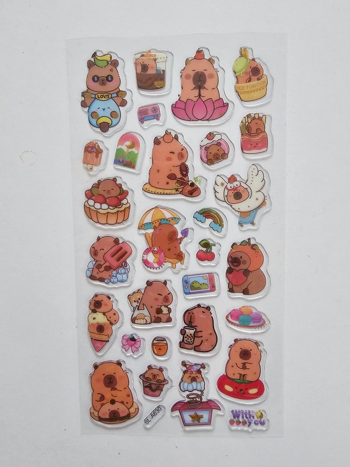 Pastel Kahverengi Capybara Çıkartma Seti - Görsel 2