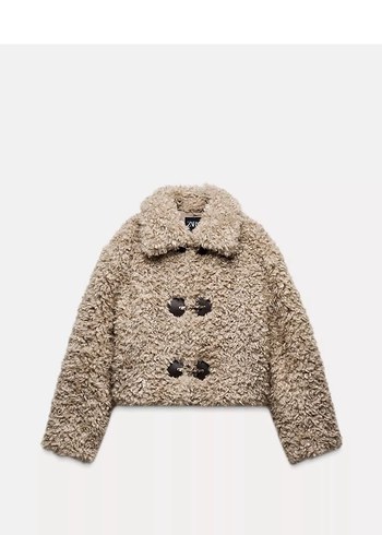 Bej Kadın Yün Detaylı Peluş Ceket Zara