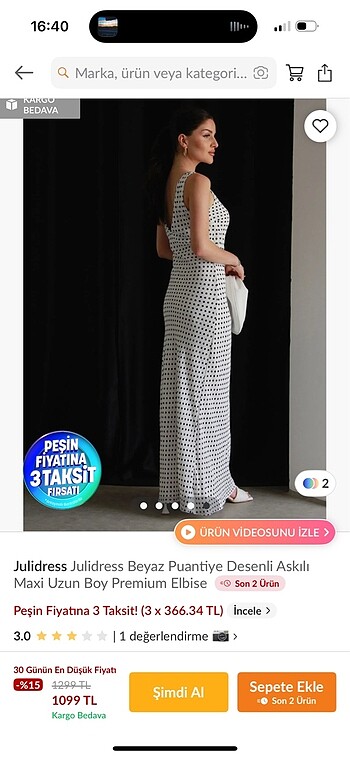 m Beden Puantiye maxi elbise