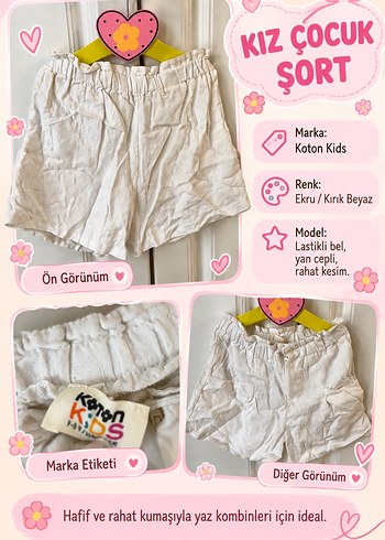 Koton Kids Kiz Cocuk Ekru Sort Keten