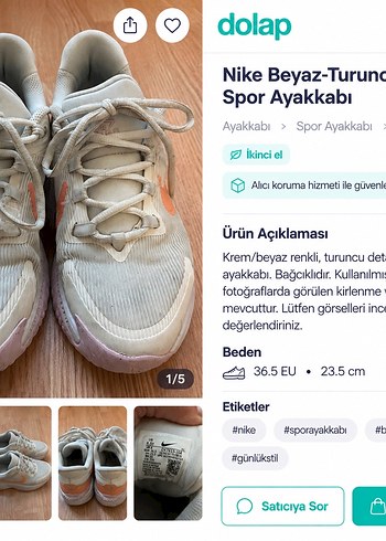 Nike Krem Beyaz Spor Ayakkabi