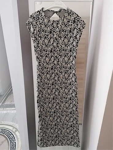 Zara zara midi streç leopar elbise