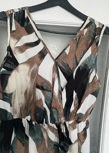 V Yaka Salaş Bohem Uzun Elbise - Görsel 4