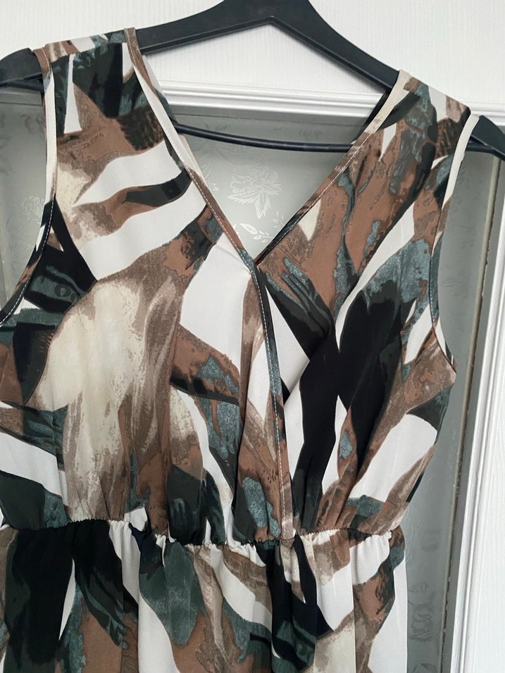 V Yaka Salaş Bohem Uzun Elbise - Görsel 4