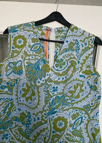 Bohem V Yaka Uzun Desenli elbise - Görsel 3