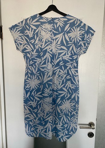 Bohem V Yaka Mavi Baskılı elbise - Görsel 10